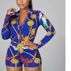 Royal blue and yellow jumpsuit